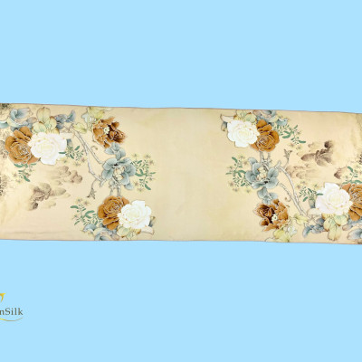 Khăn Lụa Cao Cấp in Kỹ Thuật Số Sen Silk KLDI02 Rose - Printed Silk Scarves - Quà Tặng Khách Nước Ngoài