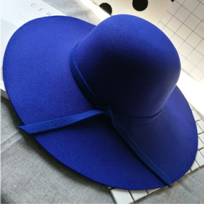 Nón vành rộng mũ rộng vành đi biển chống nắng nữ fedora màu xanh nỉ thời trang Hàn Quốc dona22030803