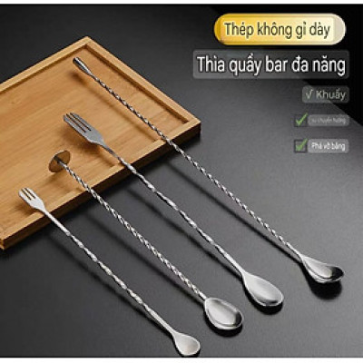 Thìa khuấy quầy pha chế quầy bar nhiều mẫu & size thìa - thanh 2 đầu 32cm - thìa thanh 2 đầu 26cm - thìa giọt nước 30cm - thìa hình chứ D 28cm