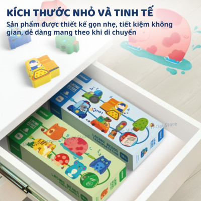 Xâu hạt cho bé, đồ chơi Montessori luồn khối gỗ phát triển tư duy trí tuệ Mideer Lacing Beads