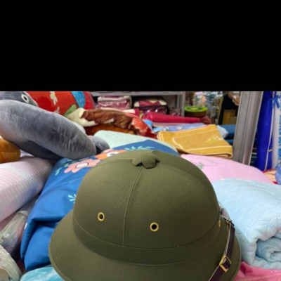 mũ cối tàu cốt phíp vải gabadin màu nâu