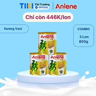 Combo 3 Sữa Bột Anlene Gold 5X Hương Vanilla (Hộp Thiếc 800g)