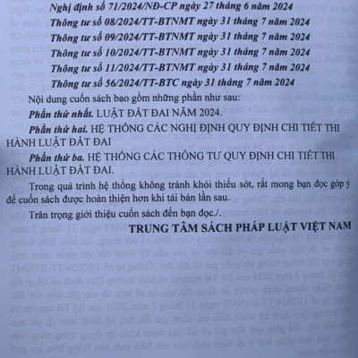 Luật Đất Đai hệ thống các văn bản quy định chi tiết thi hành