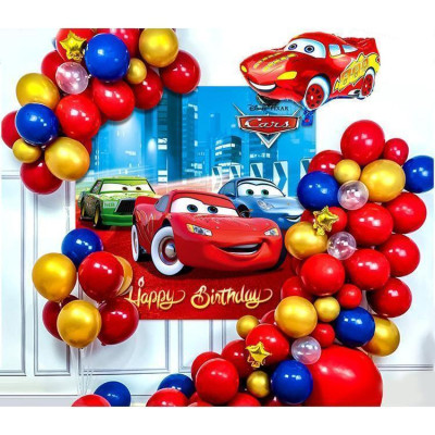Combo Bong Bóng Trang Trính Sinh Nhật Hình Xe Hơi Cho Bé