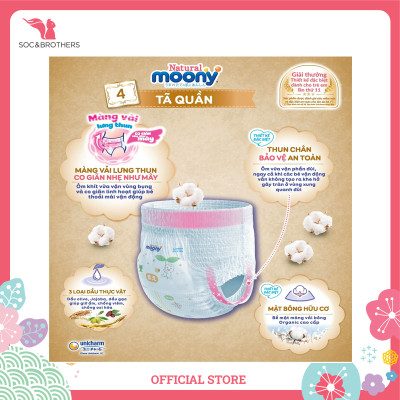 Bỉm quần cao cấp Moony Tự nhiên Organic size XL32 -1905