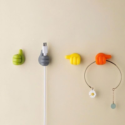 Sét 5 Móc treo dây cáp sạc hình bàn tay silicon dán mọi nơi Treo Tường