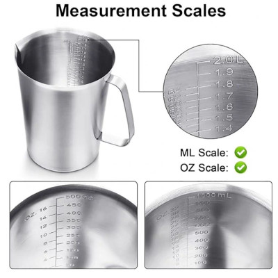 Ca đong định lượng Ca đong có vạch công nghệ CNC dõ nét Inox sus 304 cao cấp 