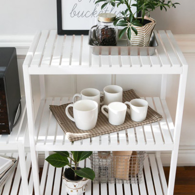 KỆ GỖ ĐỂ LÒ VI SÓNG 3 TẦNG HÀN QUỐC MÀU TRẮNG - OVEN RACK 3F WHITE