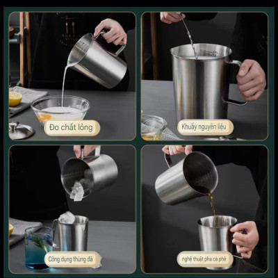 Ca đong định lượng Ca đong có vạch công nghệ CNC dõ nét Inox sus 304 cao cấp 