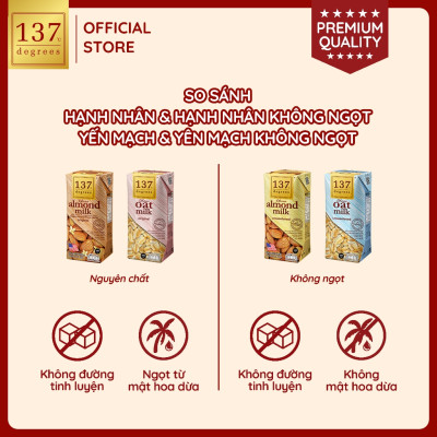 Lốc 3 hộp Sữa hạt Hạnh nhân Nguyên chất 137 DEGREES 180ml