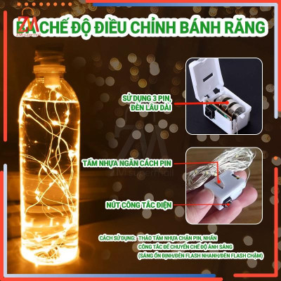 Đèn dây trang trí Têt decor Đèn LED dây fairy light trang trí treo tường, Dây đèn led đom đóm