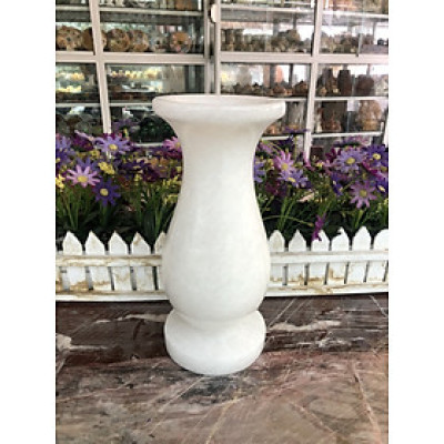 Bình bông, lọ hoa thờ cúng đá cẩm thạch trắng - Cao 25 cm