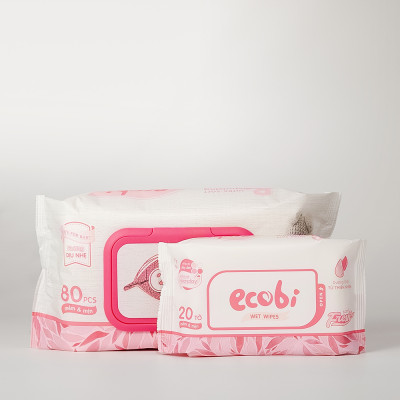 Khăn ướt cho bé Ecobi Hương dịu nhẹ không cồn không paraben an toàn cho trẻ sơ sinh