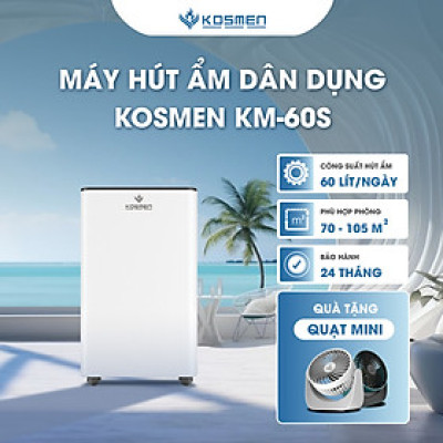 Máy Hút Ẩm Kosmen KM-60S Công Suất 60 lít/ngày, Công Nghệ Ion Âm - Hàng Chính Hãng