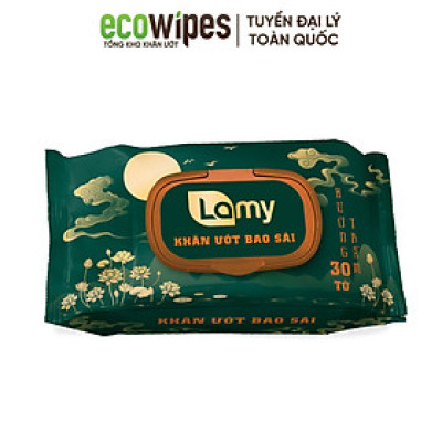 Khăn ướt bao sái lau bàn thờ Lamy 30 khăn/gói Hương Trầm cao cấp