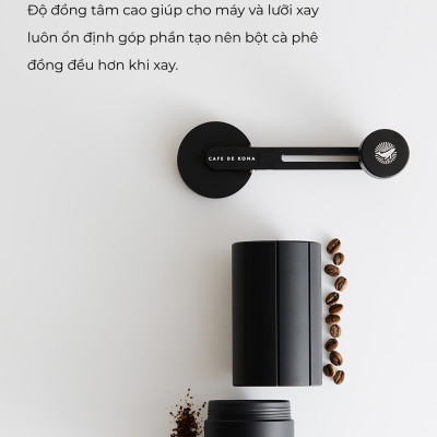 Cối xay tay M3 Pro cà phê lưỡi thép 6 cạnh CNC thân nhôm Cafede Kona