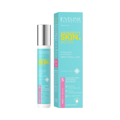 Lăn ngừa mụn Eveline Perfect Skin Acne kháng khuẩn và làm dịu da 15ml_[Tặng kèm mặt nạ Hàn Quốc cao cấp]