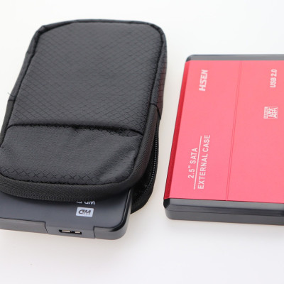 Túi chống sốc 2 ngăn vải chống thấm đựng ổ cứng di động size 2.5inch, máy chụp hình du lịch, phụ kiện cáp sạc - Hàng chính hãng