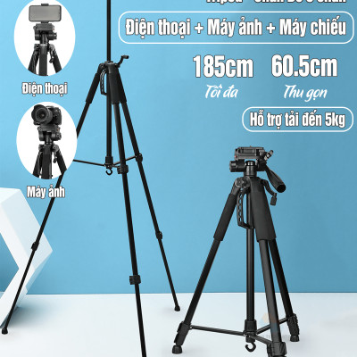 tripod chân đế điện thoại, máy ảnh G-185 hỗ trợ quay chụp video, livestream, quay live tik tok chống rung lắc, cứng cáp, hàng chính hãng
