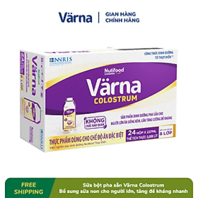 Thùng Sữa Non Pha Sẵn Värna Colostrum (24 Chai x 237ml) - Sữa Cho Người Già Tăng Cường Đề Kháng