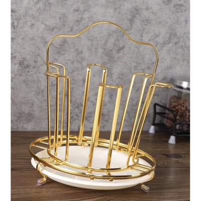 Combo bình đựng nước uống thủy tinh kèm 6 cốc ống vân sần giá úp cốc và khay gỗ