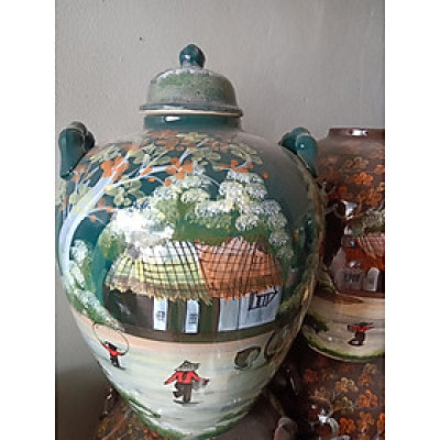 Chum đựng rượu vẽ phong cảnh Bát Tràng loại 10L
