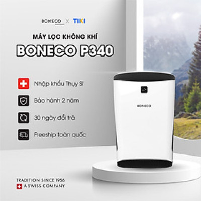 Máy Lọc Không Khí Cao Cấp BONECO P340 Tạo Ion Âm, Khử Mùi, Diệt Khuẩn, Lọc Bụi, Báo Ô Nhiễm (<40m2) - Hàng Nhập Khẩu