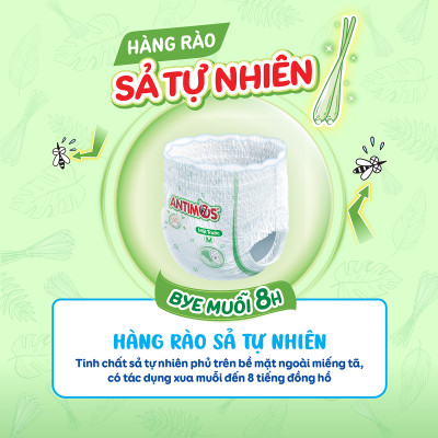 [MỚI] Tã Quần Xua Muỗi Bobby Antimos – Hàng rào Sả tự nhiên Bye Muỗi 8H - Size M 52 miếng