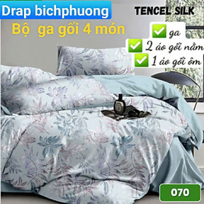 Bộ drap gối Tencel vải Hàn Quốc , đỉnh cao mát , mềm mại { drap và 3 áo gối}