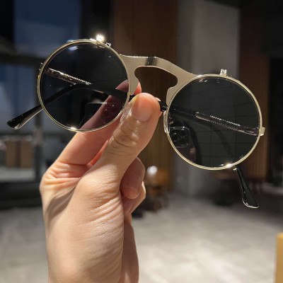 Kính râm Mắt tròn Clip on 2 lớp mở nắp gọng lò xo