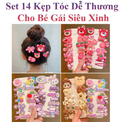 Set 14 Kẹp Tóc Dễ Thương Cho Bé Gái Siêu Xinh