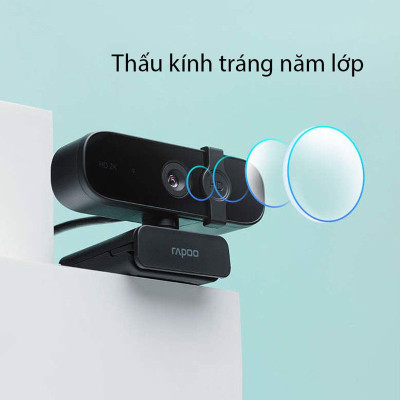 Rapoo C280 Webcam 2K HD với USB2.0 với nắp đậy camera có thể xoay mic - hàng Chính Hãng