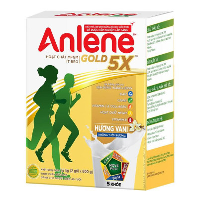 Combo 2 Sữa Bột Anlene Gold 5X Hương Vanilla (Hộp Giấy 1,2kg)