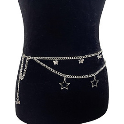 Thắt lưng chain xích belt váy body 2 tầng cánh bướm và sao phong cách punk retro Âu Mỹ nổi bật cá tính unisex