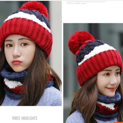 Nón mũ len nữ tặng kèm khăn choàng cổ thời trang Hàn Quốc mới dona223040103