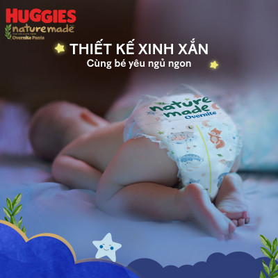Combo 3 Tã quần Huggies Naturemade ban đêm M58/L44/XL38/XXL26