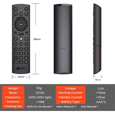 Chuột Bay g20s pro bluetooth bản cao cấp mic voice có điều khiển giọng nói và chuột bay đèn nền dùng G20s pro BT - Hàng Nhập Khẩu