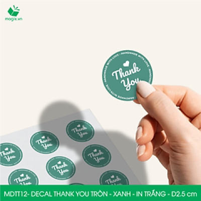 MDTT12 - D2.5cm - 1000 Sticker Thank you, decal Thank you tròn dán hộp carton, tem cám ơn, nhãn dán cảm ơn trang trí gói hàng