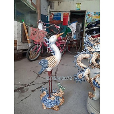 Trọn bộ đỉnh hạc men rạn đắp nổi chân đồng