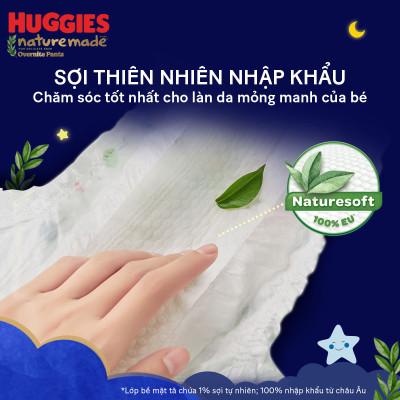 Combo 3 Tã quần Huggies Naturemade ban đêm M58/L44/XL38/XXL26