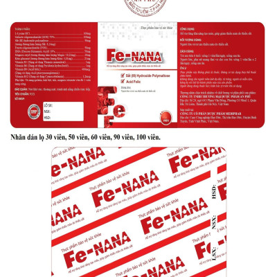 Viên sắt, acid folic, DHA, vitamin & khoáng chất Fe-NANA - Hộp 20 viên