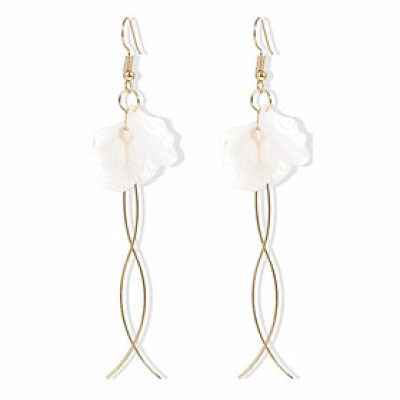 Earrings nữ đeo tai thời trang màu trắng dáng dài