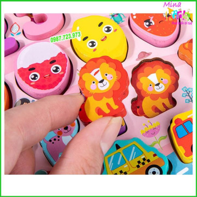 Bảng Chữ Cái Montessori 7 in 1 Kèm Xếp Hình Câu Cá Nam Châm Cho Bé