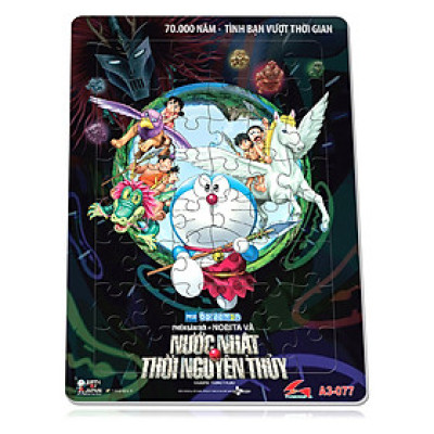 Xếp hình Tia Sáng Đôrêmon - Nước Nhật thời nguyên thủy (48 Mảnh Ghép) - Tặng kèm câu đố mặt sau cho bé