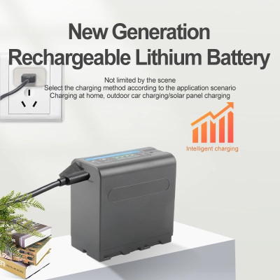 Pin NP-F980 7.4Wh 10000mAh Cho Sony PLM-100 CCD-TRV35 MVC-FD91 MC1500C Cổng TypeC - Hàng Nhập Khẩu