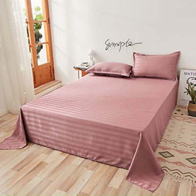 Bộ Ga Gối Cotton Kẻ 3F Lidaco Chuyên Dụng Cho Homestay, Khách Sạn - Hồng Phấn