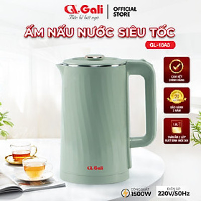 Ấm siêu tốc Gali GL-18A3 1.8L. Thiết kế 2 lớp cách nhiệt, Inox 304. Hàng chính hãng, bảo hành 24 tháng