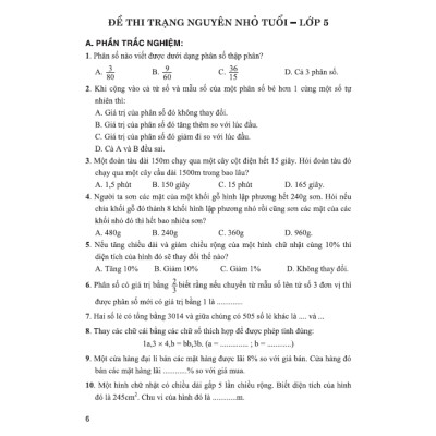 SÁCH - Bài tập dành cho học sinh thi trạng nguyên nhỏ tuổi lớp 5 (dùng chung cho các bộ sgk hiện hành)HA
