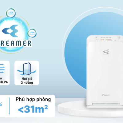 Máy Lọc Không Khí Daikin MC55UVM6 Công nghệ Streamer 3C Tích Hợp Ion Plasma Lõi Lọc Tuổi Thọ Lên Đến 10 Năm Diệt Khuẩn Và Lọc Sạch 99,97% Bụi Bẩn, Diện Tích Sử Dụng 40 m2, Công Suất 37W - Hàng Chính Hãng