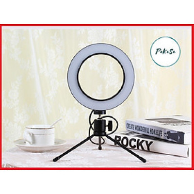Bộ đèn livestream mini 3 chế độ 16cm có giá đỡ 3 chân xoay 360 độ PaKaSa- Hàng chính hãng